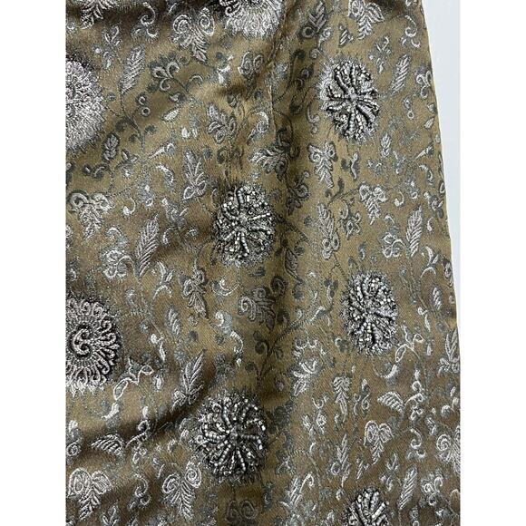David Meister Skirt Size 2 Gold Silver Beaded Embroidered Medallion Cocktail - Picture 3 of 8